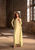 Lemon yellow handmade Tussel Silk 3-piece Pakistani suit with dabka embroidery - AYVO UK