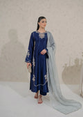 Midnight Blue Tussel Silk 3-Piece Suit | Heavy Handmade Embroidered Pakistani Outfit UK