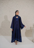 Navy blue Tussel Silk 3-piece Pakistani suit with heavy handmade embroidery - AYVO UK